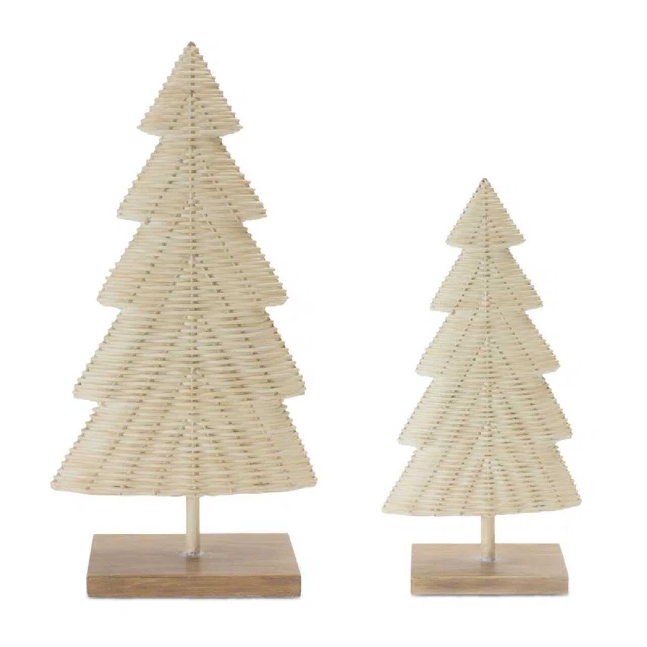 Melrose Woven Wicker Christmas Tree Decorations - 17" - Beige and Brown - Set of 2